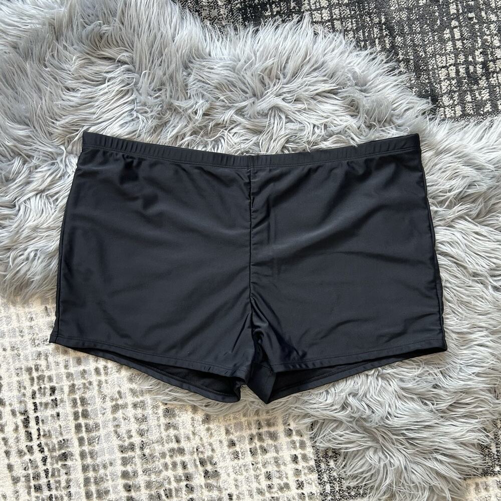 Women’s Basic Black Polyester‎ & Spandex Stretch Swim Shorts Size 24W